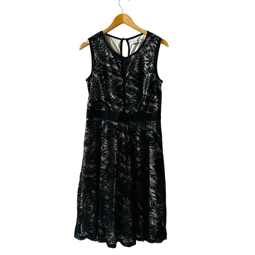Kate Kasin Lace Sleeveless Fit And Flare Dress Size L Large Black - Picture 7 of 7